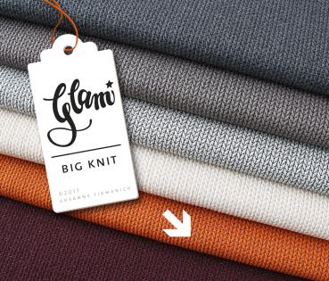 RESTSTÜCK 60cm !!! - Bio Jacquard Jersey - Big Knit Knit - orange/bordeaux - GLAM - Hamburger Liebe